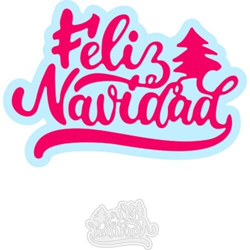 Spain Words Feliz Navidad Metal Cutting Dies Embossing Stencil for DIY Scrapbooking Photo Album Decor DIY Paper Card Making Tool