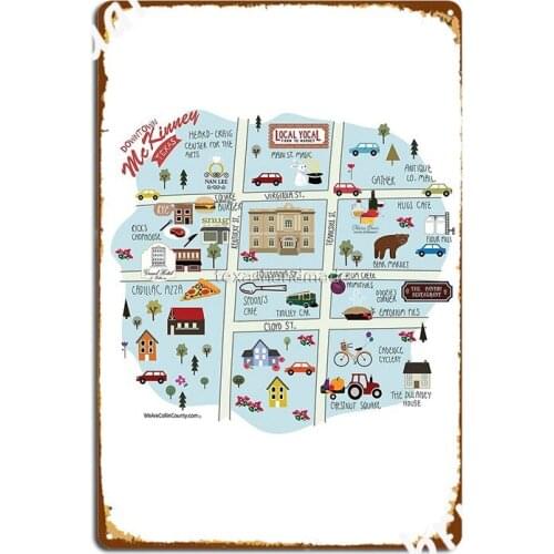 Downtown Mckinney Texas Metal Sign Bar Cave Plaques Wall Mural Create Tin Sign Poster