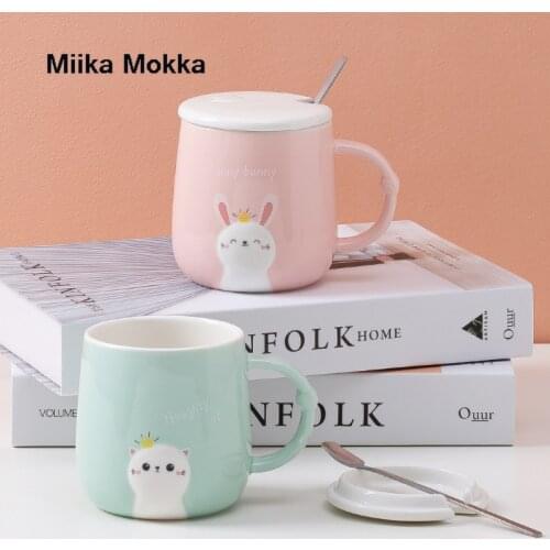 Cartoon Cute Animal Coffee Mug Creative Ceramic Mugs Cat Rabbit Coffee Cup Milk Tea Cup 400ml Novelty Birthday Gifts Mugs