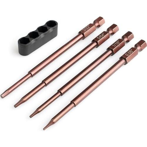 KYX Racing RC Model Tools 4pcs Speed Hex Tool Tip Set 1/4 lnch Adapter(0.05", 1/16", 5/64", 3/32")