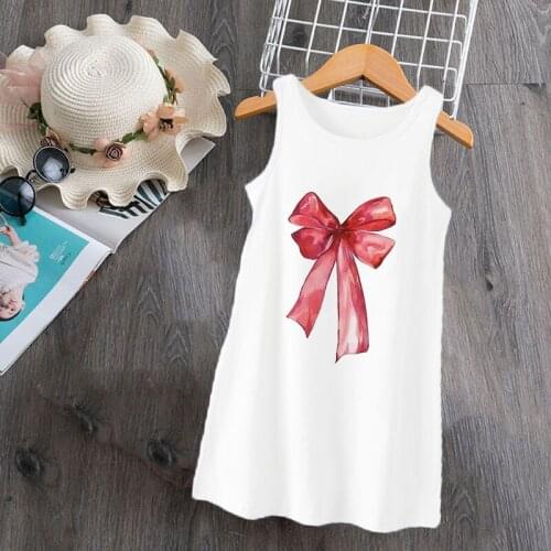 Fairy Bow Nightdress Little Teen Girl Pajamas Dresses Children Cartoon Summer Nightgown Home Clothes Kids Sleepwear Sleeveless