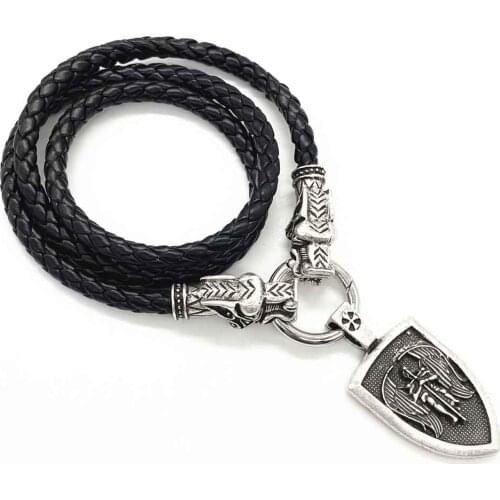 Nostalgia Archangel Michael Saint Protect Me Shield Amulet Protection Wolf Head Russian Orhodox Pendant Necklace Men Wicca Pagan