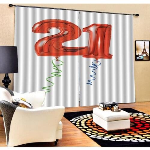 Creative Personalized Custom Window Curtains Digital Red 21 Balloons Drapes For Living room bedroom Decor