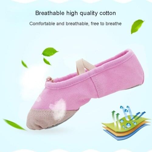 A pair of male and female adult children soft canvas soft bottom elastic yoga dance shoes