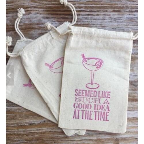 Personalized Destination wedding Party first aid Hangover Kit jewelry favor muslin Bags Bachelorette hen bridal shower favors