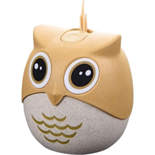 Plastic Cartoon Owl Toothpick Holder Creative Dustproof With Cover Box Barrel For Toothpicks Popular Pressed Toothpick Bucket 1X