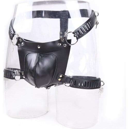 Genuine & PU Leather Sexy Panties Bondage Fetish Restraints Penis Cock Cage Male Chastity Devices Belt Erotic Toys BDSM