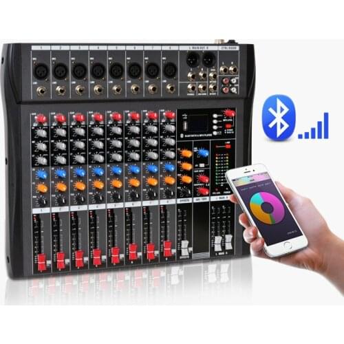 Professional audio mixer 8CH stage performance conference mini portable phantom power USB Blue tooth mixer