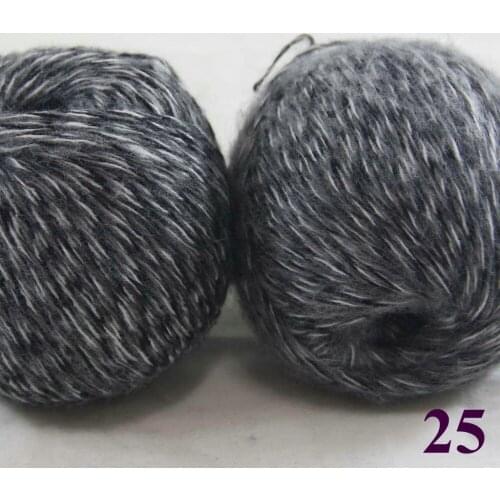 Sale Lot of 2 balls x 50g LACE MOHAIR Cashmere silk hand Yarn Knitting Black Grey White 290-25