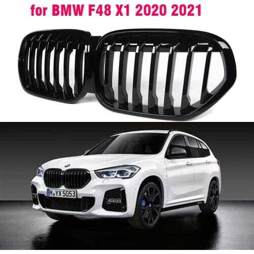 Gloss Black Front Bumper Kidney Grill Grilles for BMW X1 F48 2020 2021 xDrive25i M Sport xDrive25d Xline Sport styling