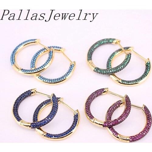 3Pairs, new arrivals Colorful CZ Round Circle Hoop Earring for Women Bohemia Geometric Statement Hoop Earrings Charm Ear Jewelry