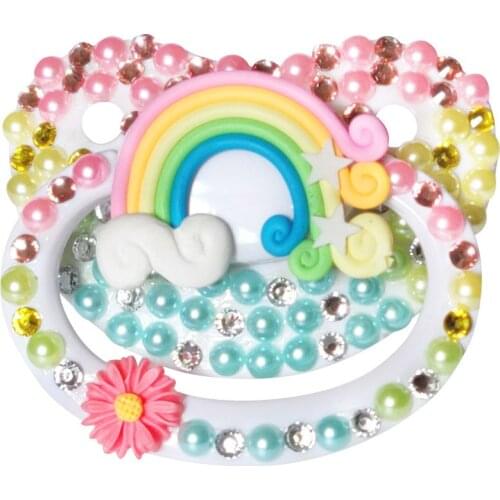 Unique handmade bling purple adult pacifier Adult Sized Cute Gem Pacifier Dummy ABDL Silicone Nipple flower pacifier