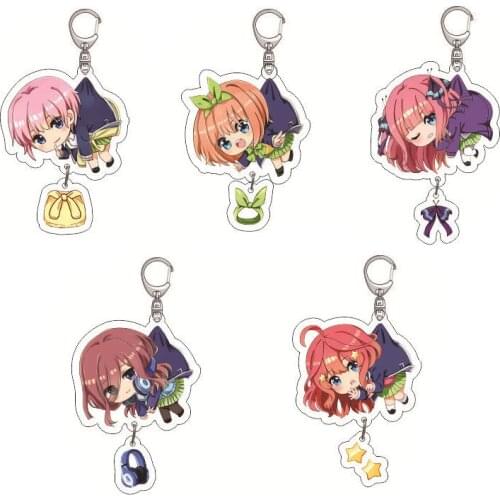 Cute Anime Quintessential Quintuplets Acrylic Keychain Nakano Ichika Nino Miku Yotsuba Itsuki Funny Cartoon Pendant Keyrings Toy
