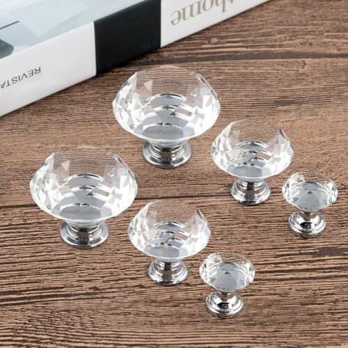 Glass Diamond Crystal Cabinet Door Dresser Knobs Drawer Pulls Handle Cupboard Wardrobe Pull Furniture Kitchen Handle Decor