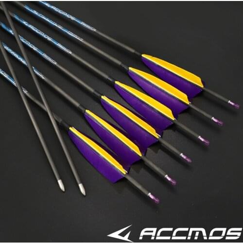 6/12pcs Pure Carbon Turkey Feather Arrow ID 4.2mm Spine 300 350 400 450 500 700 800 900 1000 Archery For Recurve Bow Shooting