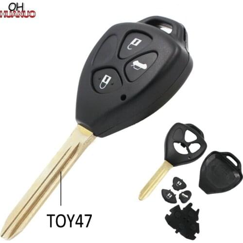 Remote Uncut Blank Key Fob Keyless Entry Shell Case 3 Buttons TOY47 uncut blade for Toyota
