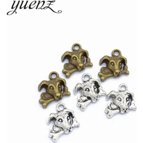 YuenZ 10pcs Antique Silver color dog Charms Pendant For DIY Jewelry Making Finding 16*15mm D9207