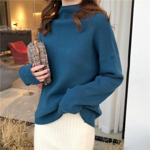 2021 Autumn Winter Women Turtleneck Sweater Oversized Cotton Warm Pullovers Sweater Long Sleeve Acrylic Loose Jumper Tops