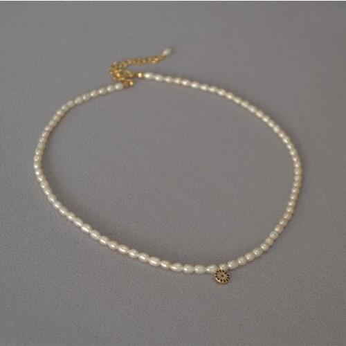 WT-JN142 Gorgeous women elegant freshwater pearl necklace fashion chic tiny eye charm 16 inch long pearl chain necklace