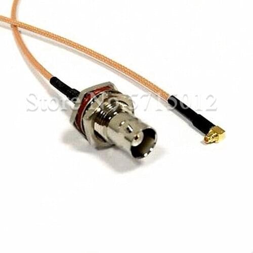 1pcs MMCX Bend Male Head Turn to BNC Famale Head with Nut Ring Socket Connector 50 Ohm 15cm Antenna Cable Connecting Wire