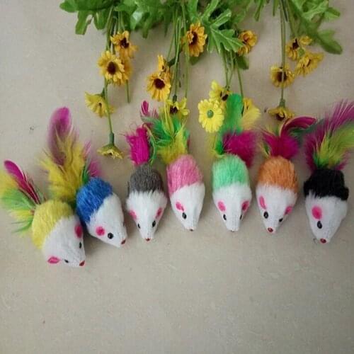 10Pcs Colorful Soft Fleece False Mouse Cat Toys Feather Funny Playing Toys