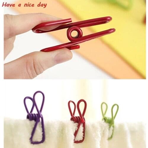 10Pcs Stainless Steel Spring Clothes Socks Hanging Pegs Clips Clamps Silver Laundry Hangers Washing Line Pin Pegs Housekeeper