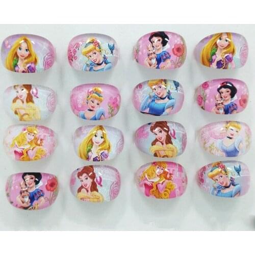 100pc/Lot Disney Princess Crystal Acrylic Baby Girl Kids Finger Rings Party Costume Birthday Party Favors Gifts Party Supplies