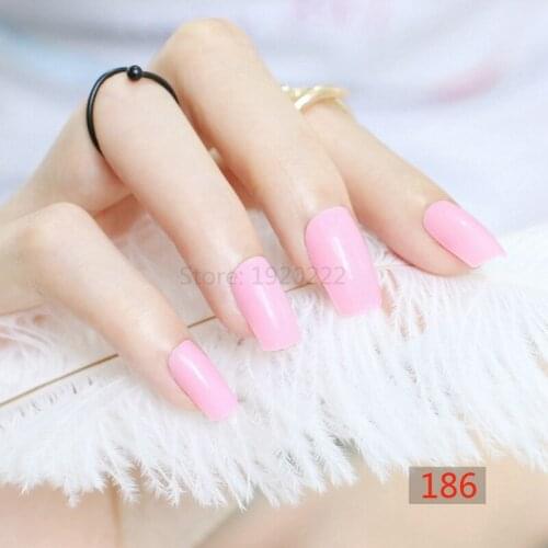 2020 24pcs Explosion models fashion Long section Square head candy false nails decoration Meat M 186
