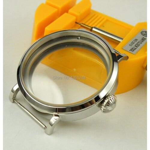 46mm Polished Watch CASE SS fit 6498 6497 eat hand winding movement 05