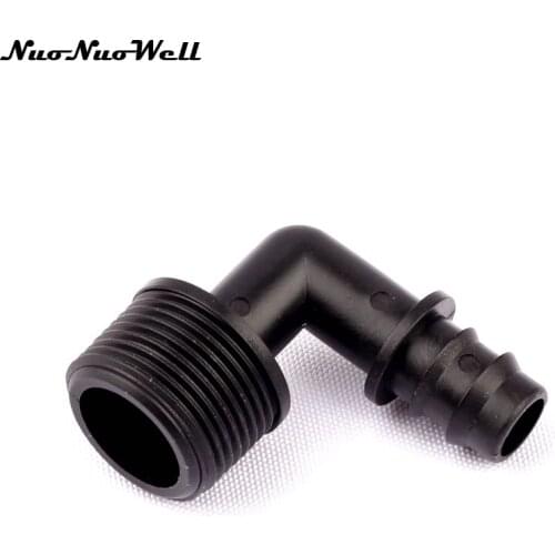 5pcs NuoNuoWell 3/4" to 16 Male PE Hose Barbed Connector Garden Hose Threaded Elbow Greenhouse Drip Irrigation System Fittings