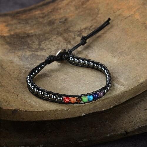 7 Chakra Bracelet Natural Stone Hematite Lapis Lazuli Agat Amethysts Healing Balance Yoga Bracelets Jewels Prayer Wristband B451