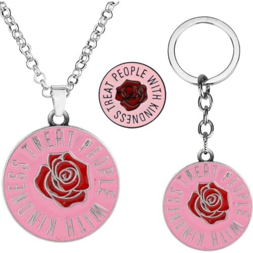 Harry Styles Keychain Treat People With Kindness Flower Enamal Jewelry Accessories for Women Men Gifts