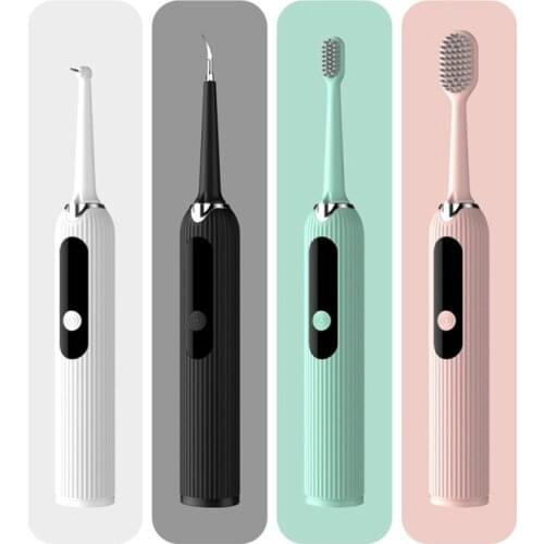 Household 4 Heads Dental Calculus Remover Electric Tartar Remover Tartar Ultrasonic Whitening Tooth Oral Cleaner USB Charing