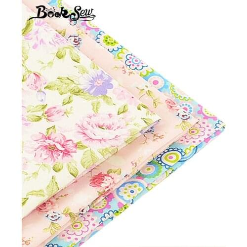 Home Textile Decoration 3 PCS/lot 40cmx50cm Baby Cloth 100% Cotton Fabric Lovely Flower Pattern Fat Quarter Dress Quilting Meter