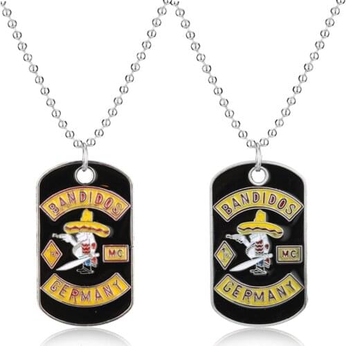 Dongsheng Germany Bandit Pendant Necklace Motorcycle Club Necklace With Beads Chain Biker Style Robber Pendant for Men Fans Gift