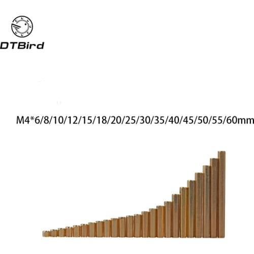 Copper Dual M4 Nut Brass Female To Female PCB Hex Hexagon Pillar Spacer Standoff M4*(6/8/10/12/15/18/20/25/30/35/40/45/50/55/60)