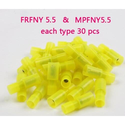 FRFNY5.5 MPFNY 30sets Bullet Shaped NYLON brass Female Male Insulating Joint Wire Connector Crimp Terminal FRFNY+MRFNY AWG12-10