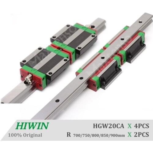 HIWIN HGW20 CNC components Linear Guide Rail and Blocks 700 750 800 850 900mm saw guides for Machine Center for z axis HGR20