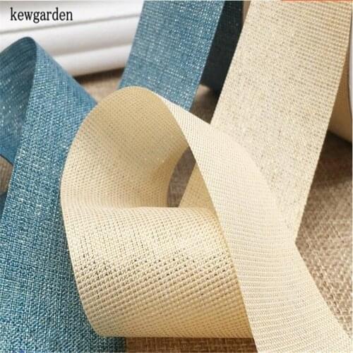 Kewgarden Wholesale Gold Polyester Line Linen Ribbons 1.5" 40mm Handmade Tape DIY Bowknot Ribbon Packing Riband 50 Yards