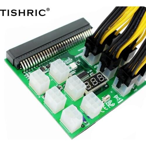 TISHRIC Power Module Breakout Board HP 1200/750W Riser Card with 17 12 6pin Connector LED Display Server Power Conversion Board
