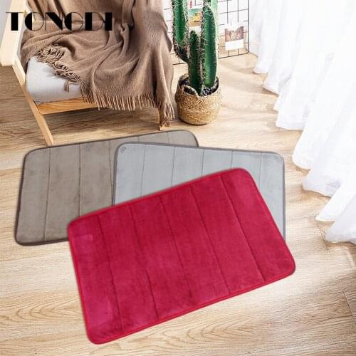 TONGDI Bathroom Carpet Absorbent Mat Pattern Coral Velvet Soft Shower Elastic Absorbent Non-slip Decoration For Living Kitchen