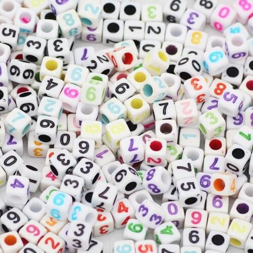 6MM Mixed Square Digital Acrylic Cube Numbers Loose Spacer Beads For Jewelry Making Handmade DIY Bracelet Necklace Accessories