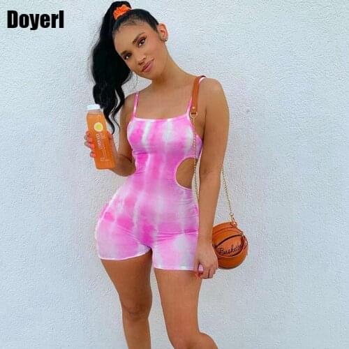 Summer Shorts Women Overalls Sexy Bodycon Playsuit Hollow Out Print Jumpsuit Clubwear Romper Shorts Women One Piece Jumpsuit