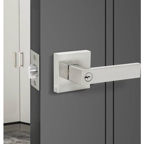 LH3008 stainless steel door handle with locking cylinder Polished rear front lever lock interior home security accessories