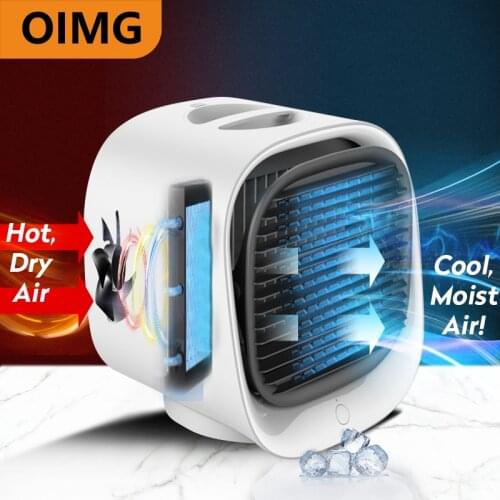 OIMG Air Cooler Desktop Air Conditioner with Night Light USB Water Cooling Multifunction Summer portable rechargeable Mini Fan