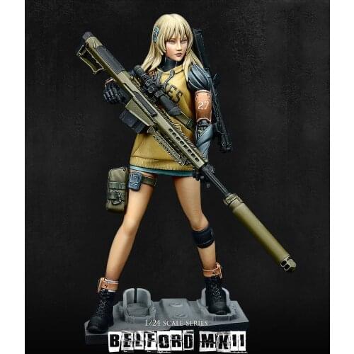 1/24 Scale Resin Figure Building Kit Female Sniper 75mm