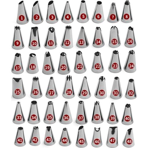 48Pcs/Set Cake Decorating 48Pcs/set Good Quality Stainless Steel Icing Piping Nozzles Pastry Tips Set Cake Baking Tools
