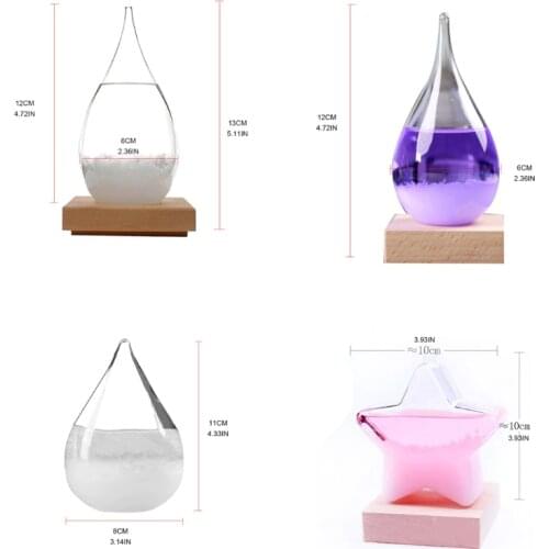 Mini Desktop Droplet Storm Glass Bottle Weather Forecast Predictor Monitor Barometer With Wood Base Ju01 21 Dropshipping