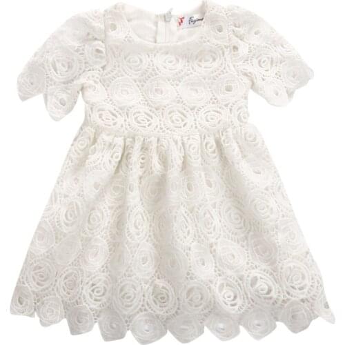 New 0-24M Baby Girl White Lace Tutu Party Wedding Dress Girls Princess Dress Costumes For Infant