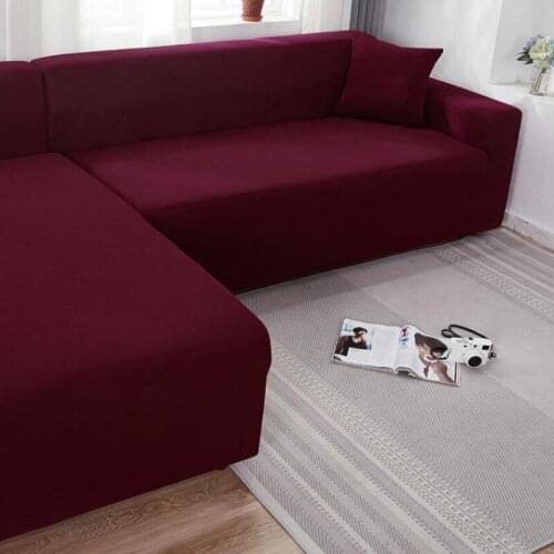 New Solid Color Sofa Cover Stretch Elastic Sofa Covers for Living Room Couch Covers Sectional Corner L-shape Sofa Cover F8626
